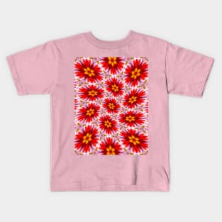 Red Floral Pattern Kids T-Shirt